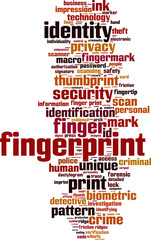 Obraz premium Fingerprint word cloud concept. Vector illustration