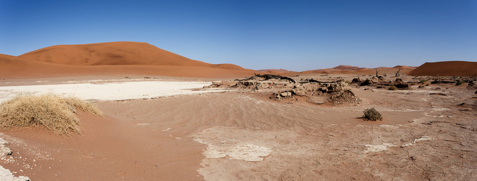 beautiful landscape of Hidden Vlei in Namib desert panorama