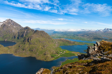 Scenic fjord on Lofoten islands 
