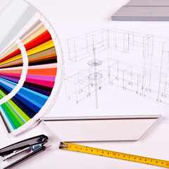 Project of kitchen furniture and color palette