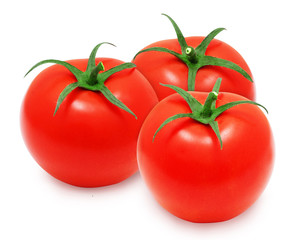 Fresh red tomatoes isolated on white backround