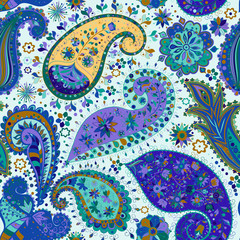 Vintage floral motif ethnic seamless background.