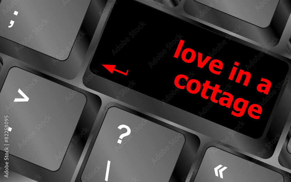 Aufkleber button keypad keyboard key with love in a cottage words vector