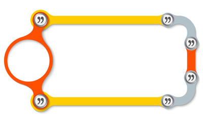 Colored frame with screws and quotation marks