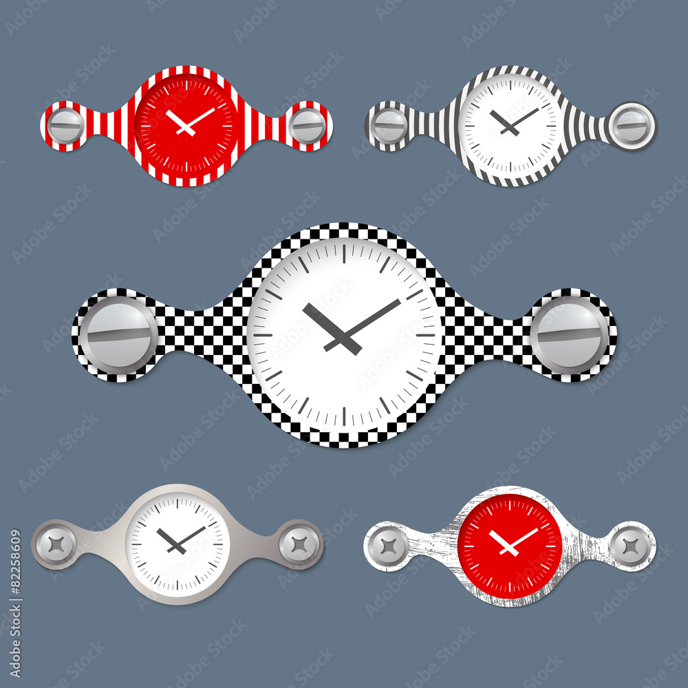 Poster five abstract objects with pattern and watches