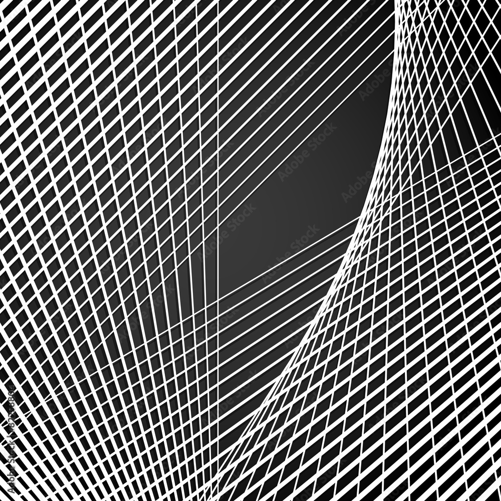 Leinwandbilder Intersecting lines,  Modern abstract grid, mesh with distortion.