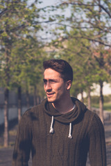 Young  man posing in an urban context