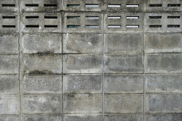 Closeup of grey block wall with texture