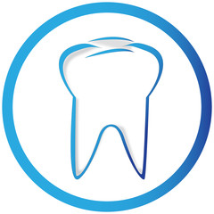 symbol of a tooth in a white circle