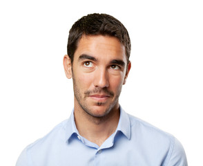 Obraz premium Close up of a young businessman wondering