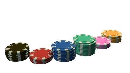 casino chips of bet side angle white background