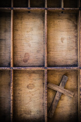 Vintage Wooden Cross in Drawer