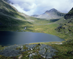 Naklejka na ściany i meble Beautiful lake on the way trolls, Norway