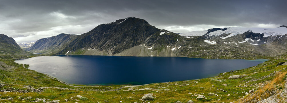 Beautiful Lake and mountain reflection at Dalsnibba,Norway