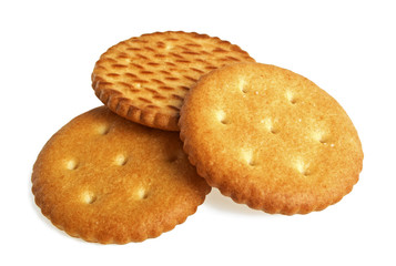 Cracker cookies isolated on white background