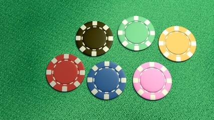 single of 6 casino chips top