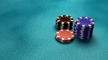 casino chips isolate blue table