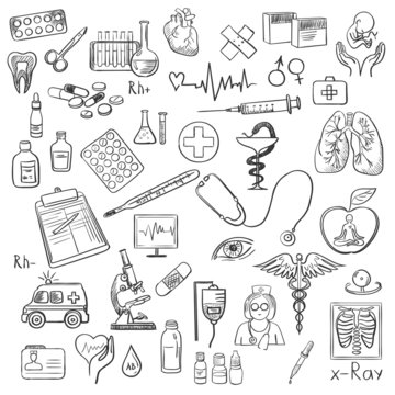 Health care and medicine doodle