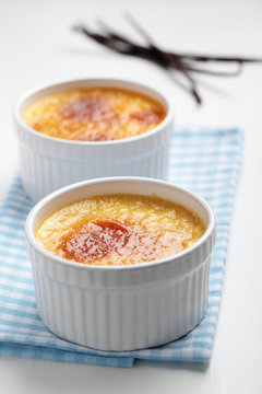 Two portions of Creme brulee