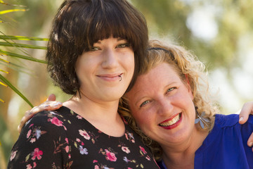 Two women friends sharing time and space