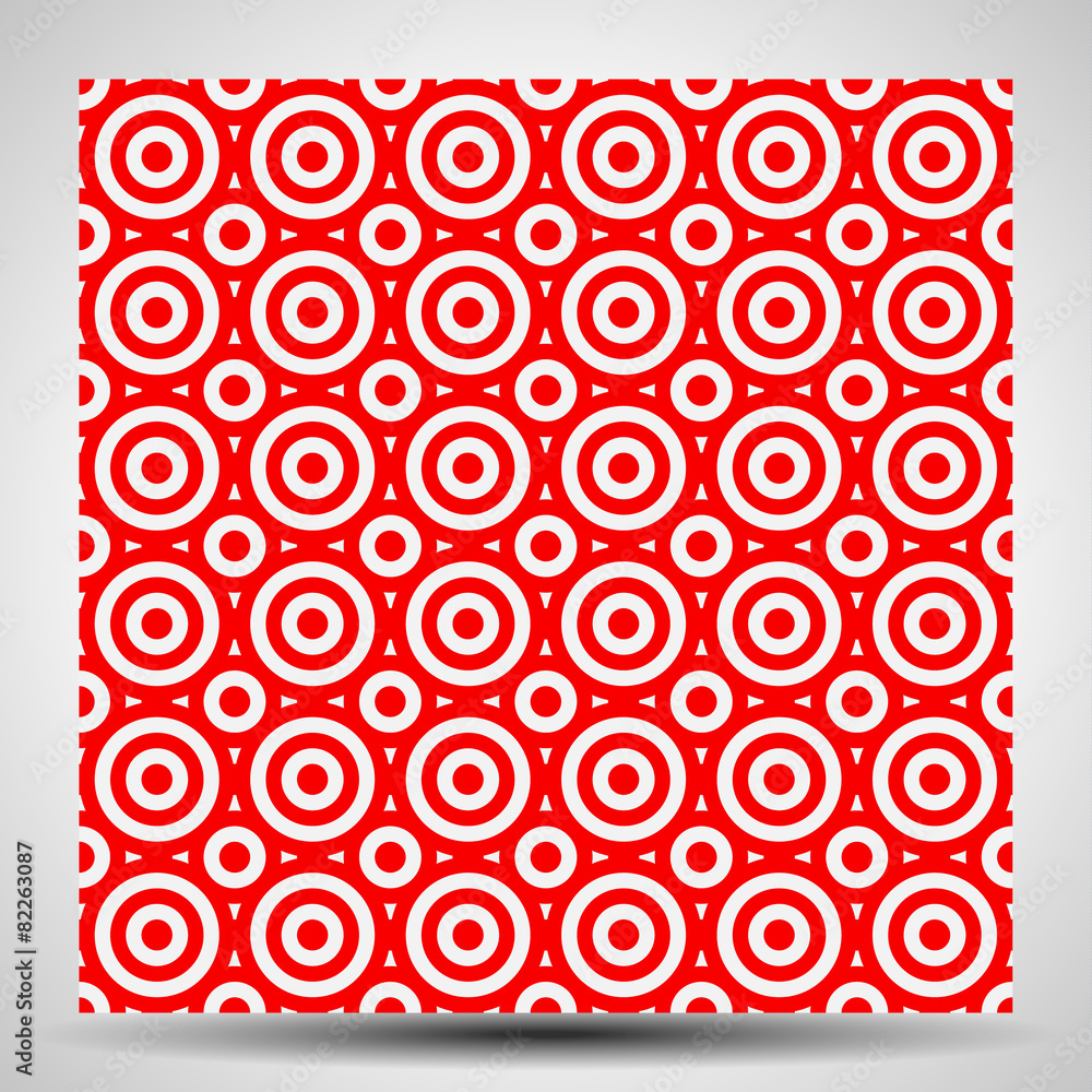 Leinwandbilder red and white concentric circles abstract pattern. seamlessly re
