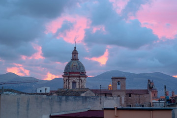 Italy, Sicily.Carmine Maggiore dome in Palermo