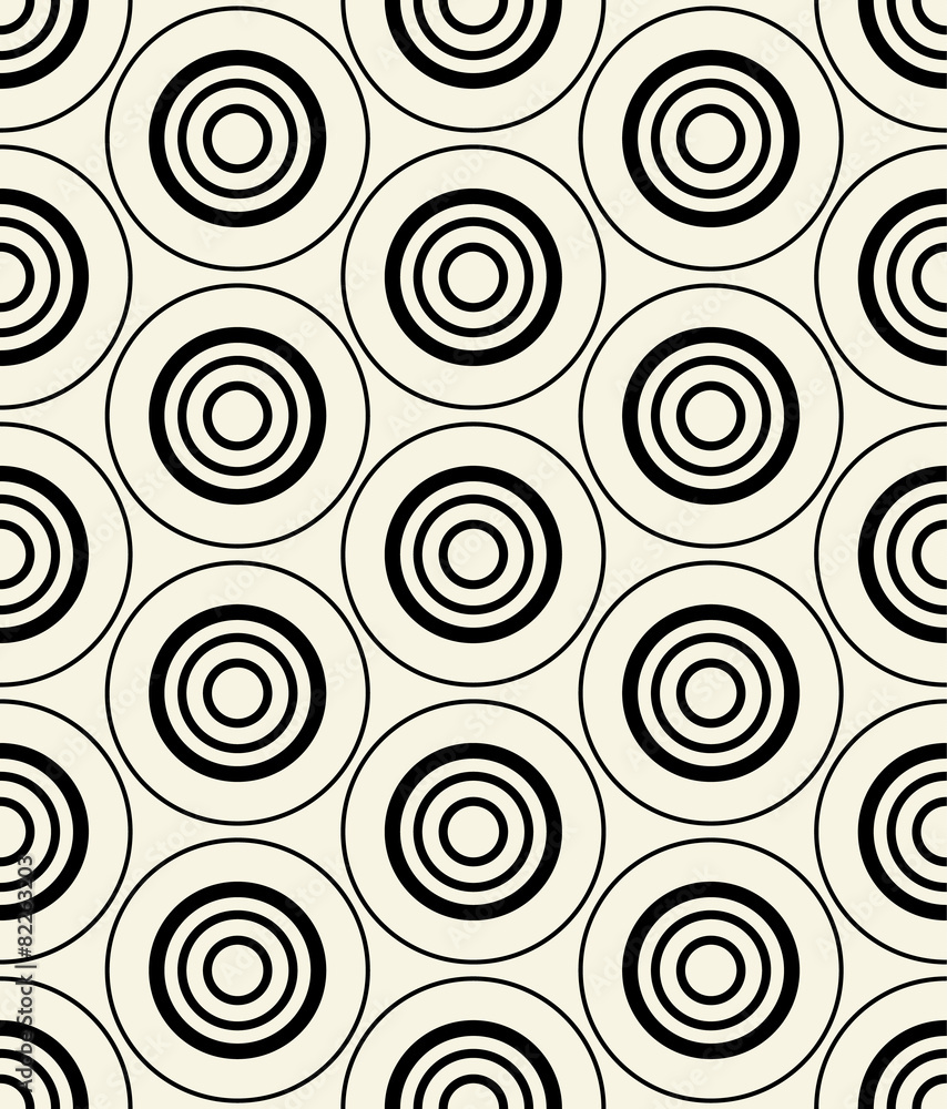 Poster concentric dark blue-black circles on yellow. repeatable pattern