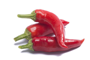 hot peppers on white background