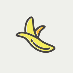 Peeled banana thin line icon