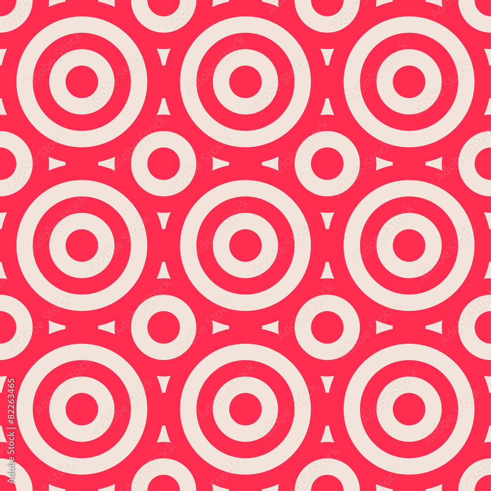 Aufkleber Red and white concentric circles abstract pattern. Seamlessly re