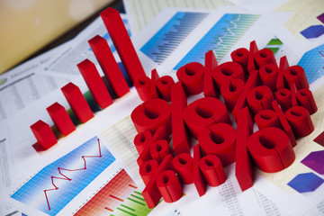 Finance concept, Percent, natural colorful tone