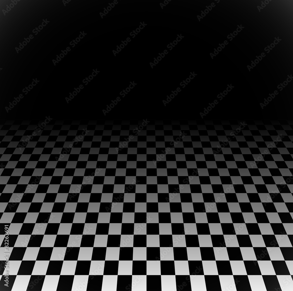 Poster 3d fading checkered plane with perspective. fade effect with opa