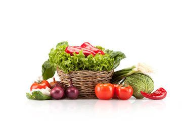 Full basket of ripe vegetables