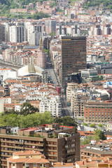 Aerial views of city center Bilbao, Bizkaia, Basque country, Spa