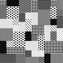 Abstract Black and White Patchwork - obrazy, fototapety, plakaty