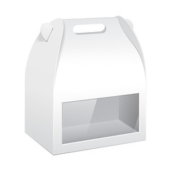 White Cardboard Carry Box Packaging For Food, Gift