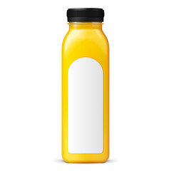 Long Tall Juice Or Jam Glass Yellow Orange Bottle