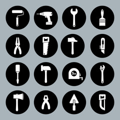 Flat working tools icons