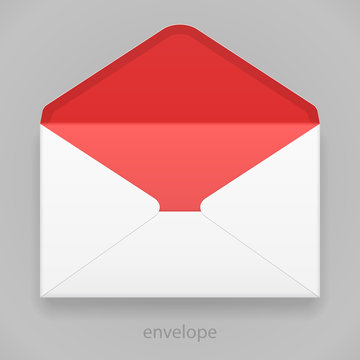 White Red Blank Envelope Isolated
