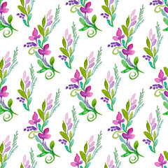 Seamless vector pattern with watercolor floral elements.