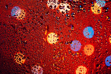 Water Drops Rain Blue Glass Background