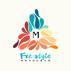 Vintage inspired watercolor freestyle monogram frame template