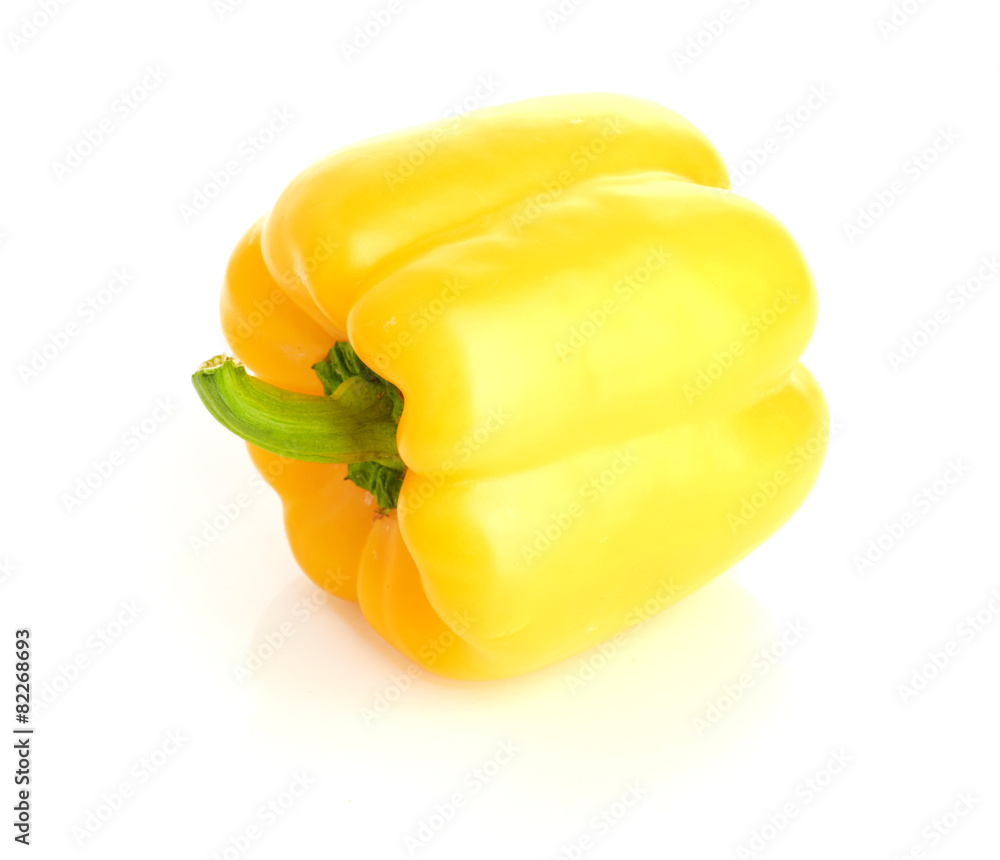 Wall mural sweet yellow pepper isolated on white background