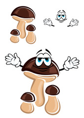 Cartoon brown forest mashroom character
