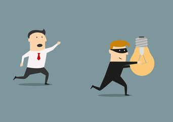 A thief stealing idea from businessman