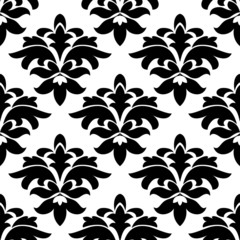 Vintage floral black and white arabesque seamless pattern