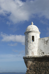 Fototapeta na wymiar Colonial Fort Lookout Barra Salvador Brazil