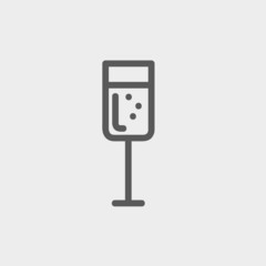 Glass of champagne thin line icon