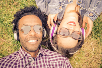 Couple listening music