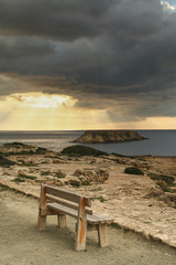 Bench at coast at Cyprus